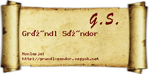 Gründl Sándor névjegykártya
